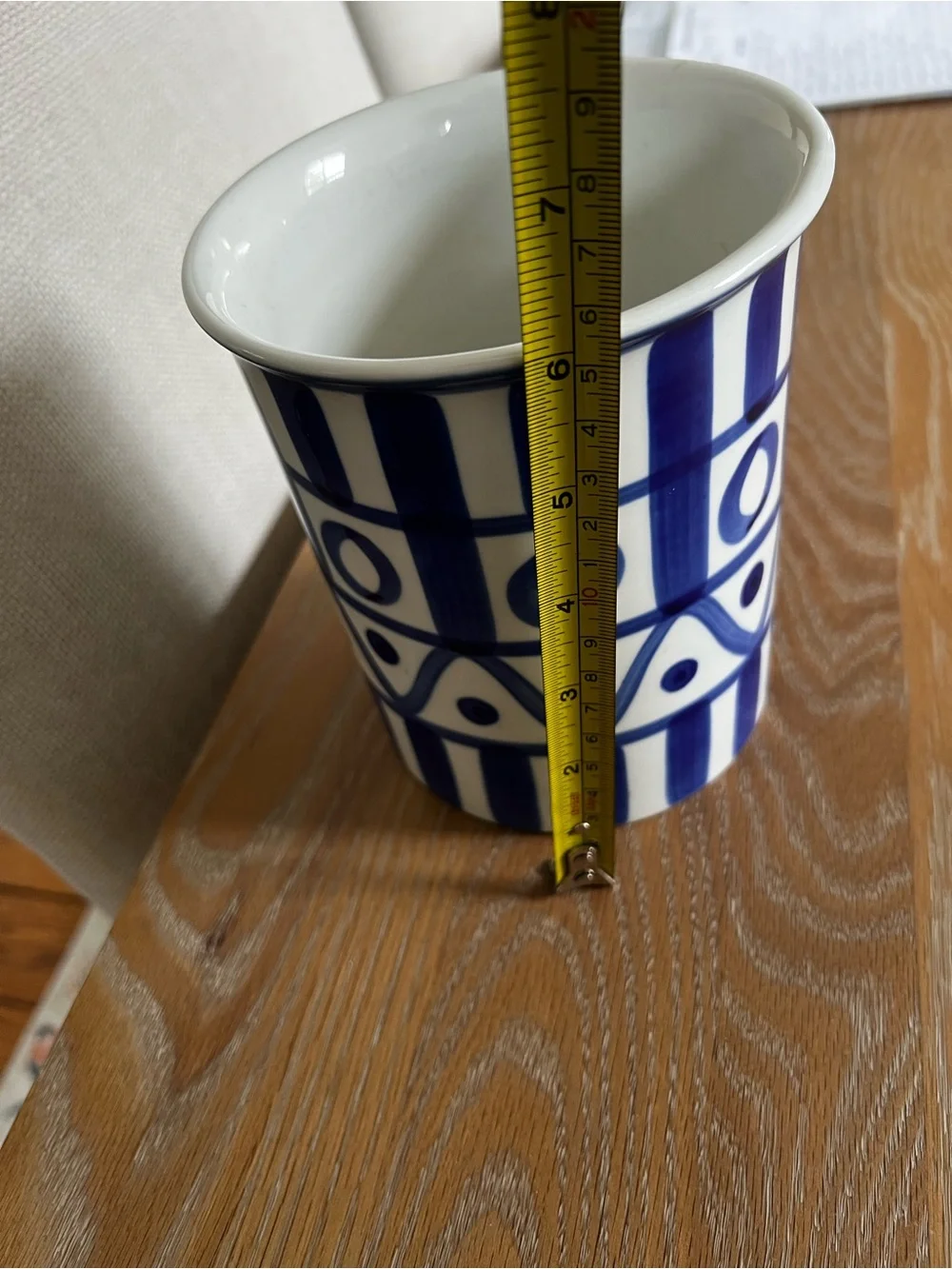 Dansk Arabesque Pottery Utensil Holder Blue & White